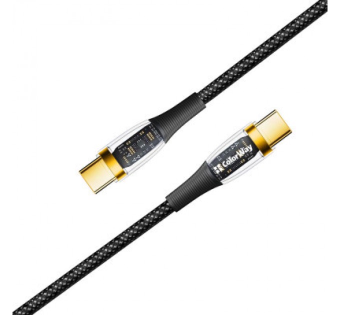 ColorWay Дата кабель USB-C to USB-C 1.2m 5A 100W transparent head ColorWay (CW-CBPDCC053-BK)