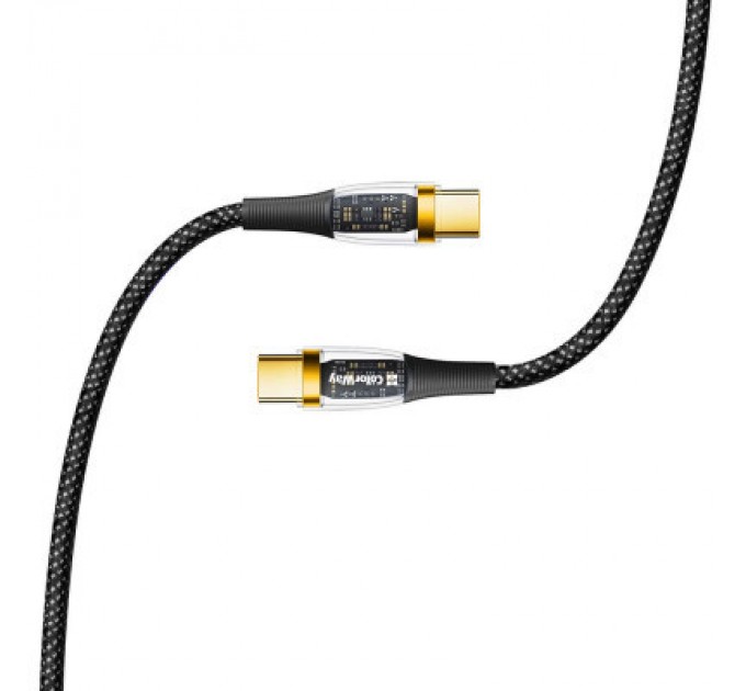 ColorWay Дата кабель USB-C to USB-C 1.2m 5A 100W transparent head ColorWay (CW-CBPDCC053-BK)