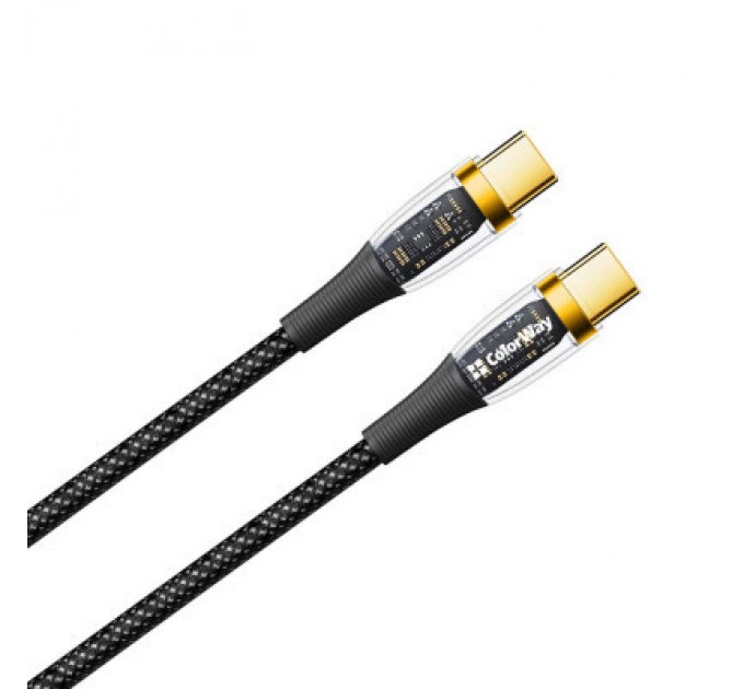 ColorWay Дата кабель USB-C to USB-C 1.2m 5A 100W transparent head ColorWay (CW-CBPDCC053-BK)
