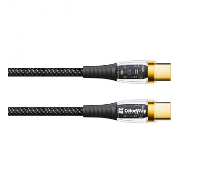 ColorWay Дата кабель USB-C to USB-C 1.2m 5A 100W transparent head ColorWay (CW-CBPDCC053-BK)