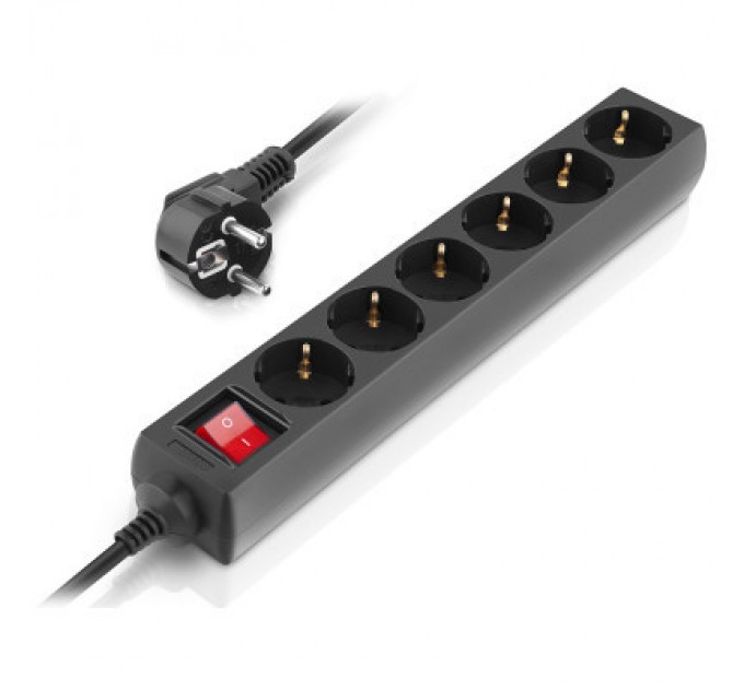 REAL-EL Мережевий фільтр живлення REAL-EL RS-6 Protect M 1.8m, black (EL122300032)