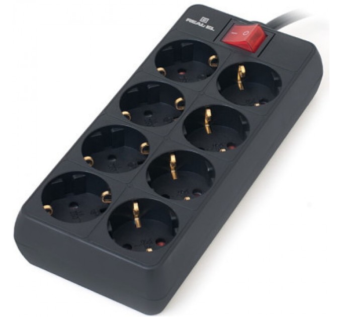 REAL-EL Мережевий фільтр живлення REAL-EL RS-8 Protect 5m, black (EL122300024)