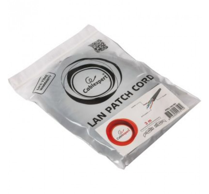 Патч-корд 3м UTP cat 6 CCA black Cablexpert (PP6U-3M/BK)