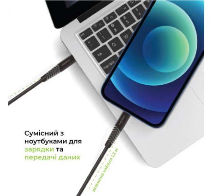 Intaleo Дата кабель USB-C to Lightning 1.2m CBFLEXTL1 18W black Intaleo (1283126542459)