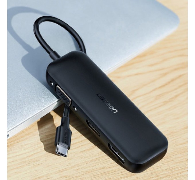Перехідник USB2.0 Type-C to VGA V1.2/HDMI V2.0b/DP V1.2a CM260 black Ugreen (60568)