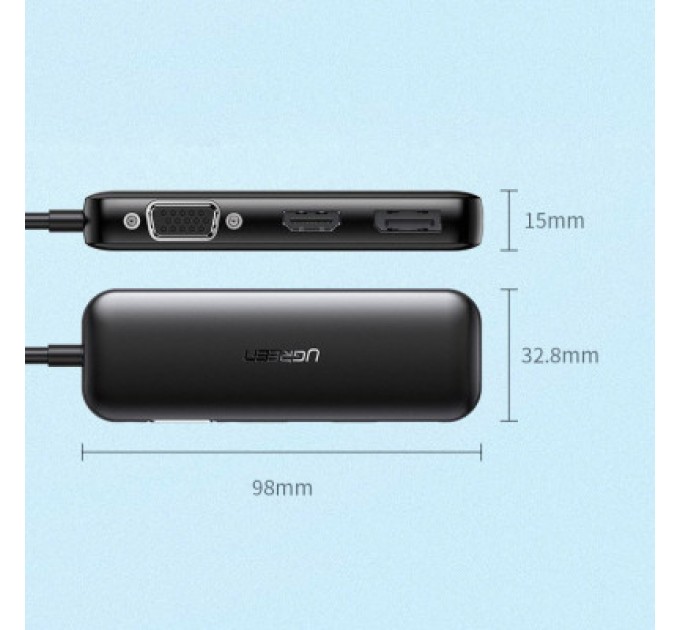 Перехідник USB2.0 Type-C to VGA V1.2/HDMI V2.0b/DP V1.2a CM260 black Ugreen (60568)