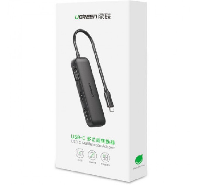 Перехідник USB2.0 Type-C to VGA V1.2/HDMI V2.0b/DP V1.2a CM260 black Ugreen (60568)