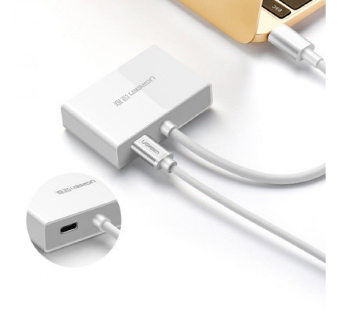 Перехідник USB Type C to HDMI + VGA MM123 white Ugreen (30843)