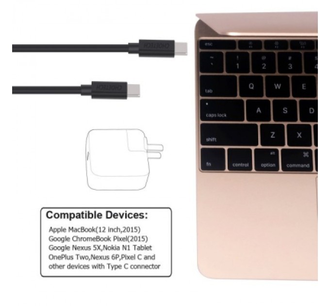 Дата кабель USB-C to USB-C 3.0m Choetech (CC0004)