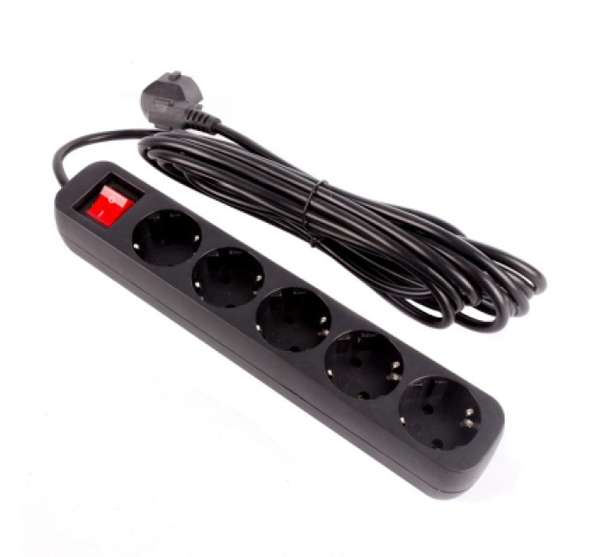 ColorWay Мережевий фільтр живлення ColorWay CW-PSEA55BK, 5 розеток/ 5M black (CW-PSEA55BK)