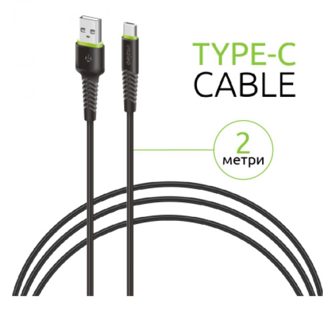 Дата кабель USB 2.0 AM to Type-C 2.0m CBFLEXT2 Black Intaleo (1283126521423)