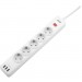 2E Мережевий фільтр живлення 2E 5XSchuko, 3G*1.5мм, 3*USB-A, 2м, white (2E-SP515M2USBWH)