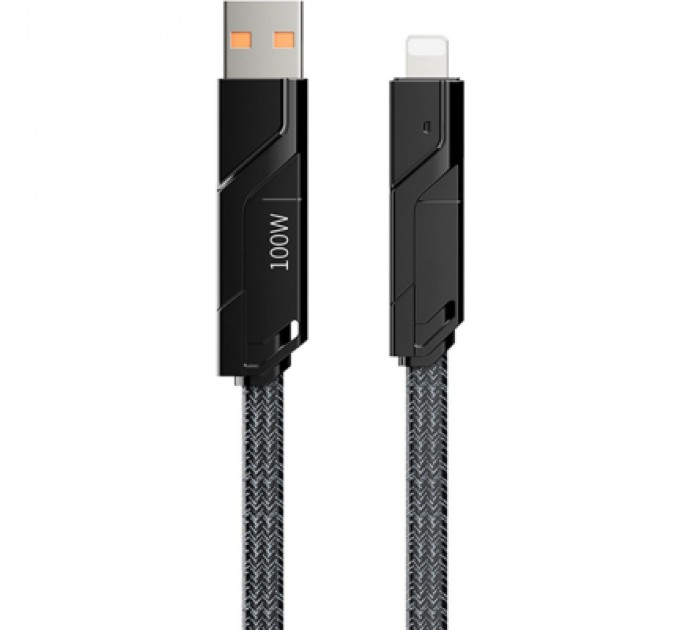 Proda Дата кабель USB 2.0 AM/USB-C to Lightning + Type-C 1.5m PD-B96th Black Proda (PD-B96th-BK)