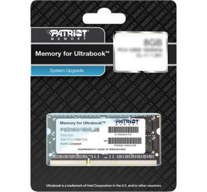 Patriot Модуль пам'яті для ноутбука SoDIMM DDR3L 4GB 1600 MHz Patriot (PSD34G1600L2S)