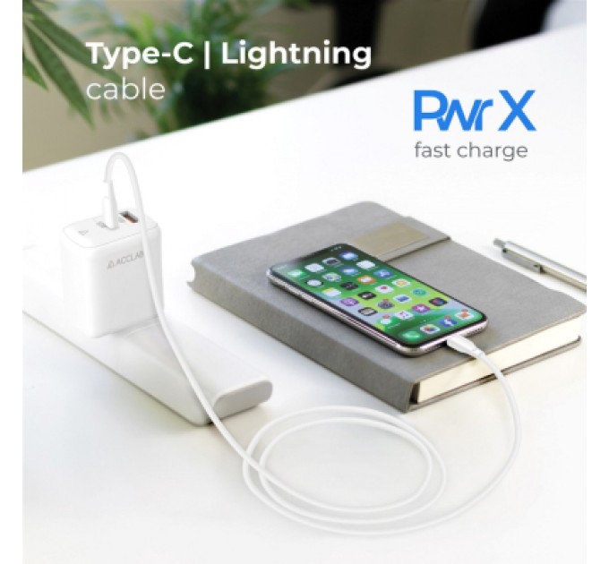 Дата кабель USB-C to Lightning 1.2m PwrX 30W ACCLAB (1283126559556)