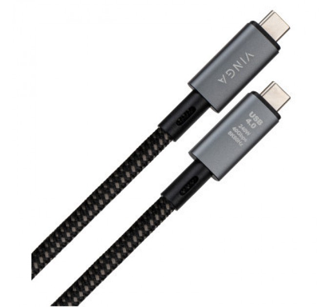 Vinga Дата кабель USB-C to USB-C 0.8m USB4 240W 40GBps 8K60Hz Nylon Vinga (VCPDCU4)