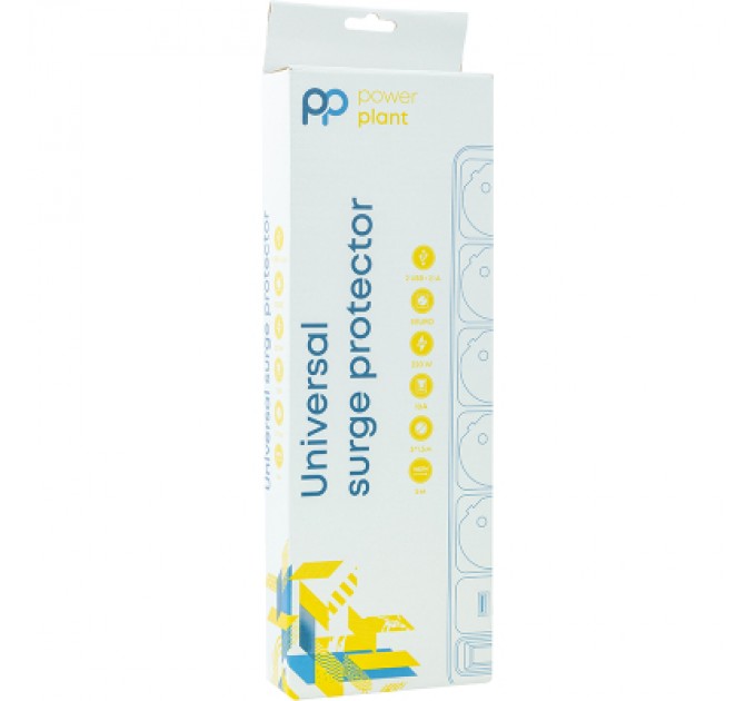 PowerPlant Мережевий фільтр живлення PowerPlant 5м, 5 розеток, USB 2.1A (JY-1056U/5) (PPSA10M50S5U)