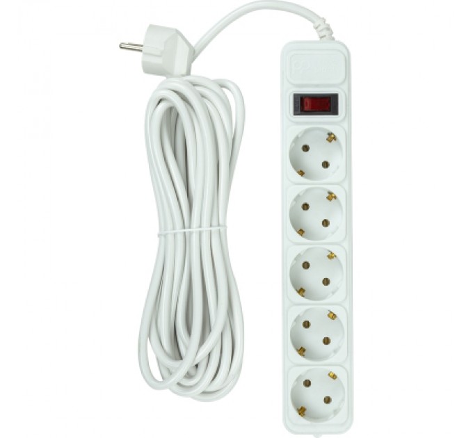 Мережевий фільтр живлення PowerPlant 5м, 5 розеток, євро, 100% мідь (JY-1056/5B) (EX610587)