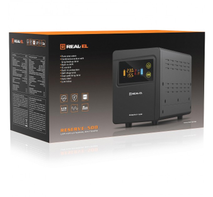 REAL-EL Пристрій безперебійного живлення REAL-EL RESERVE-500 (EL122100003)