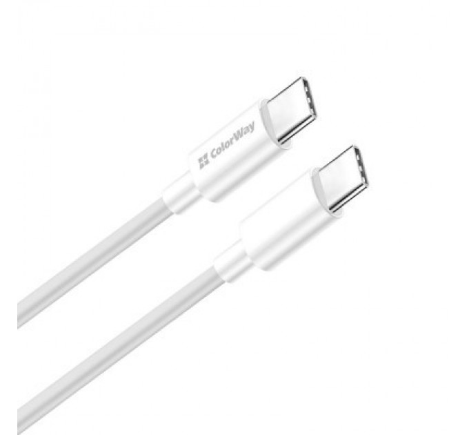 ColorWay Дата кабель USB-C to USB-C 1.0m 3A 60W white ColorWay (CW-CBPDCC055-WT)