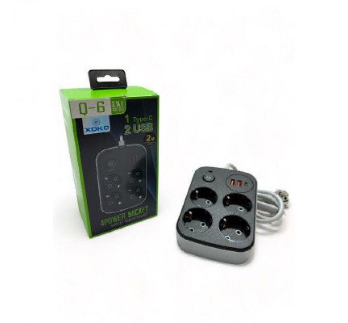 Мережевий фільтр живлення XoKo XK-SP-4-2-1-BK