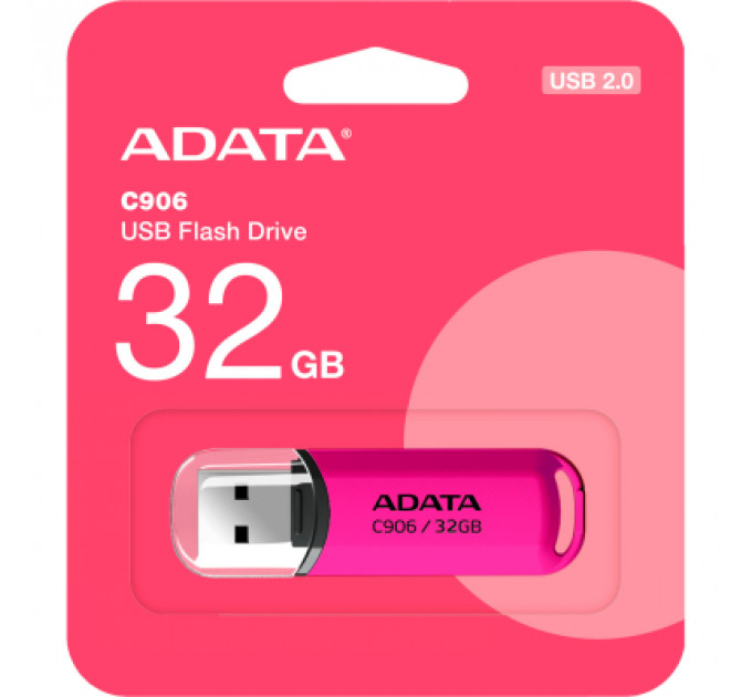 USB флеш накопичувач ADATA 32GB C906 Pink USB 2.0 (AC906-32G-RPP)