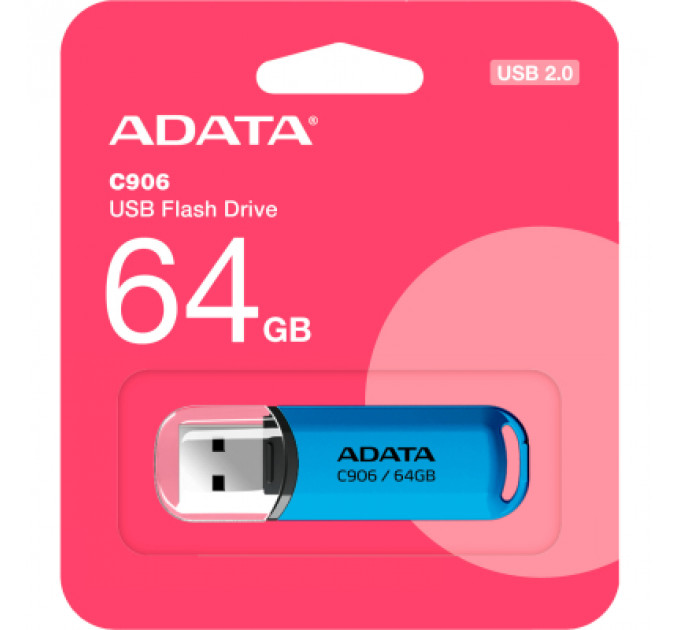 USB флеш накопичувач ADATA 64GB C906 Blue USB 2.0 (AC906-64G-RWB)
