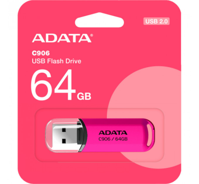 USB флеш накопичувач ADATA 64GB C906 Pink USB 2.0 (AC906-64G-RPP)