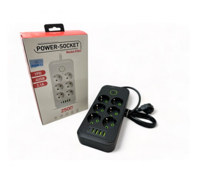 Мережевий фільтр живлення XoKo XК-SP6-4-1-BK