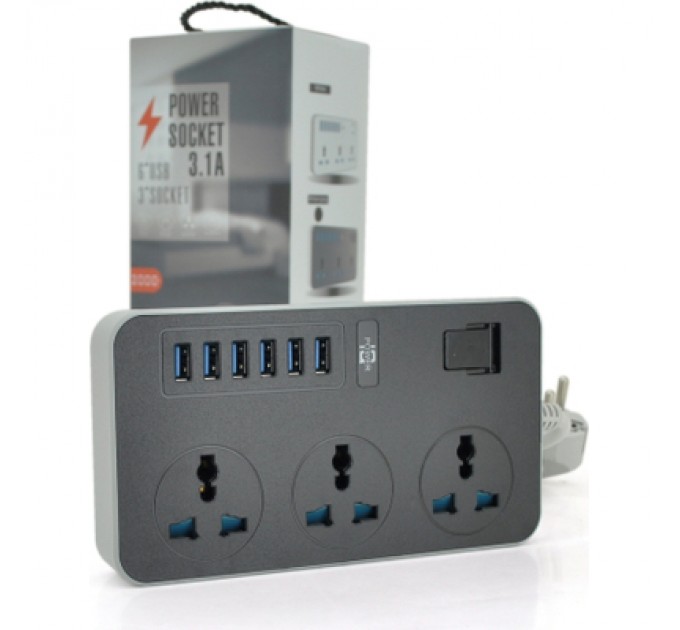 Voltronic Мережевий фільтр живлення Voltronic TВ-Т09, 3роз, 6*USB Black (ТВ-Т09-Black)