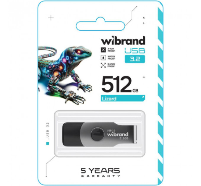 USB флеш накопичувач Wibrand 512GB Lizard Black USB 3.2 (WI3.2/LI512P9B)