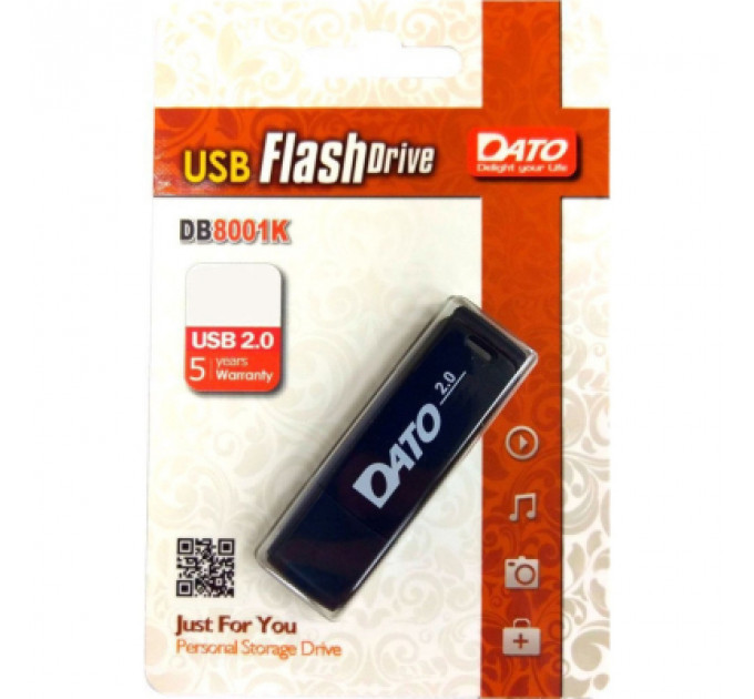 USB флеш накопичувач Dato 8GB DB8001 Black USB 2.0 (DB8001K-08G)