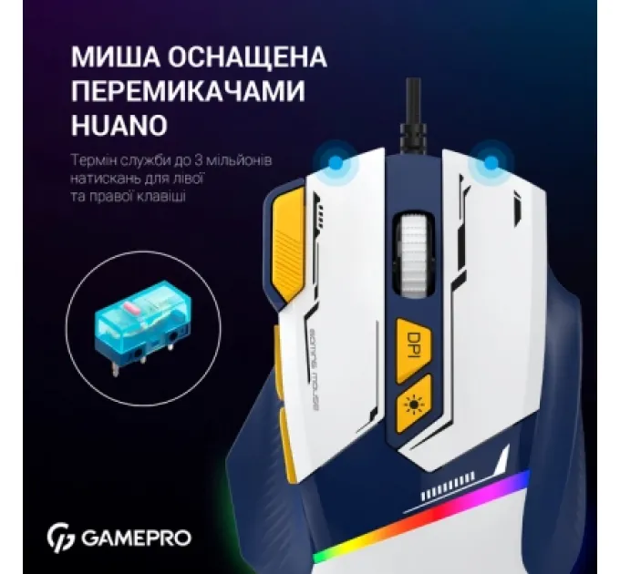 Мишка GamePro GM300BL USB Blue/White (GM300BL)