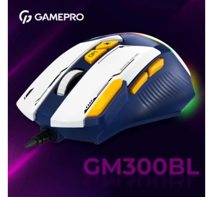 Мишка GamePro GM300BL USB Blue/White (GM300BL)