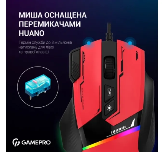 Мишка GamePro GM300R USB Red/Black (GM300R)