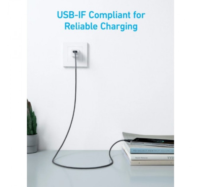 Anker Дата кабель USB 2.0 AM to Type-C 0.9m 322 Black Anker (A81H5G11)