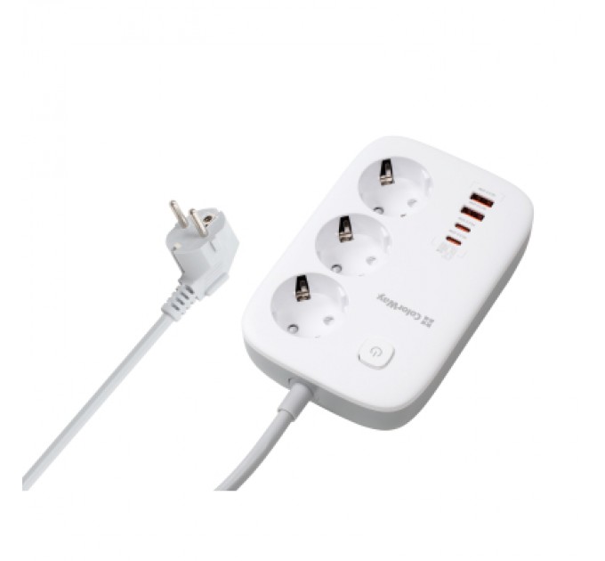 ColorWay Мережевий фільтр живлення ColorWay CW-CHE34PDW 3 розетки/4USB (CW-CHE34PDW)