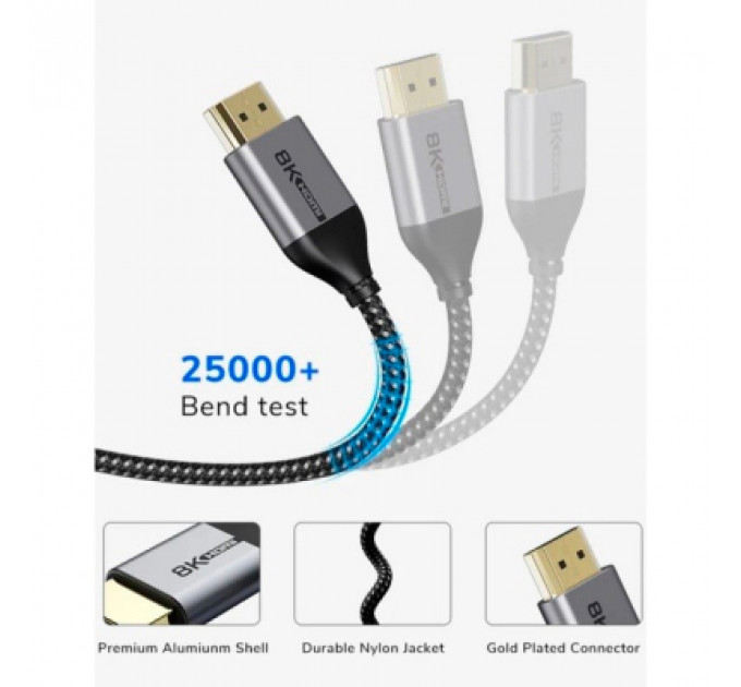 Кабель мультимедійний HDMI to HDMI 1.0m v2.1 Cabletime (CA914661)