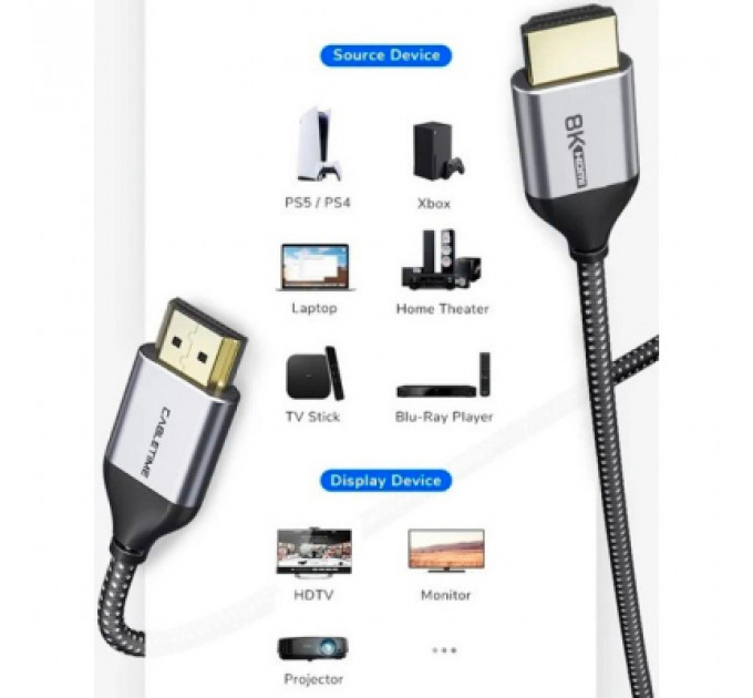 Кабель мультимедійний HDMI to HDMI 1.0m v2.1 Cabletime (CA914661)