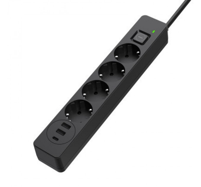 ColorWay Мережевий фільтр живлення ColorWay CW-CHE432PDB, 4 розетки/3USB 2M (CW-CHE432PDB)