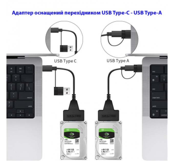 Адаптер USB3.0 Type-A/C HDD 2,5" SATA II/III / SSD Dynamode (DM-AD-SATA-U3)