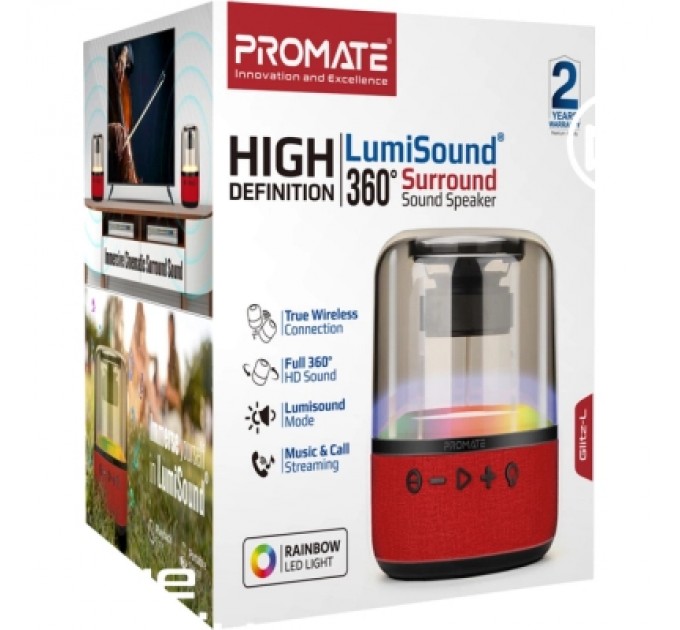 Promate Акустична система Promate Glitz-L Red (glitz-l.red)
