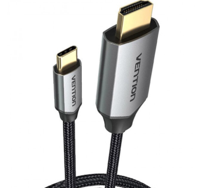 Кабель мультимедійний USB-C 3.1 to HDMI 1.5m 4K 60 Гц Thunderbolt 3 HDCP2.2 PVC Black Vention (CRBBG)