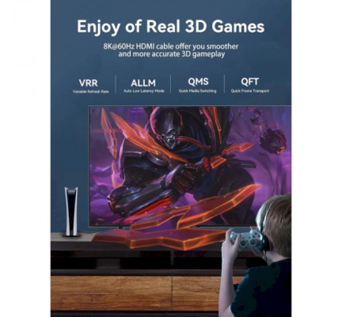 Vention Кабель мультимедійний HDMI to HDMI 1.5m V2.1 8K 60Hz PVC Vention (AANBG)