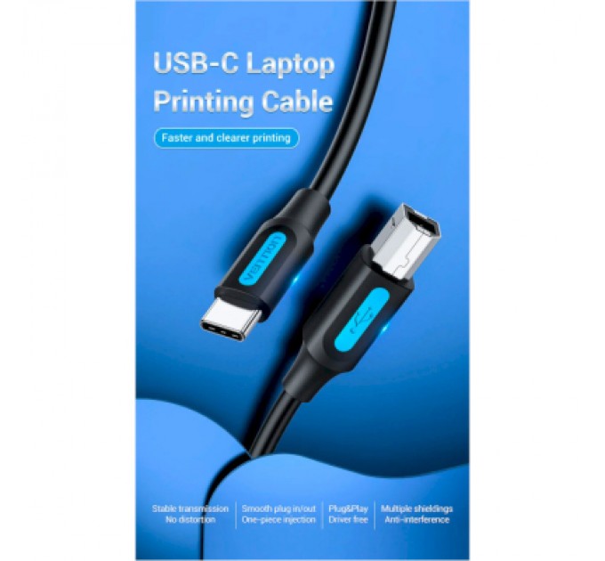 Кабель для принтера USB 2.0 USB-C/BM 2.0m 2.4А 480Mbps Vention (CQUBH)
