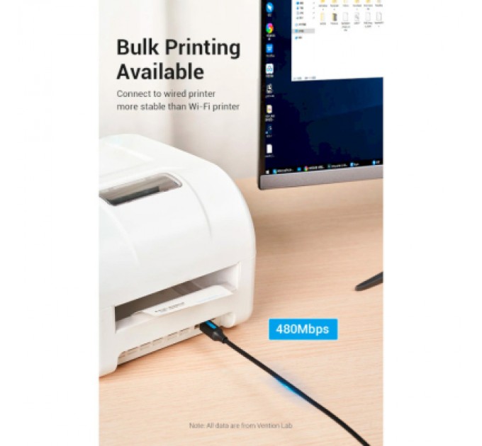 Кабель для принтера USB 2.0 USB-C/BM 2.0m 2.4А 480Mbps Vention (CQUBH)