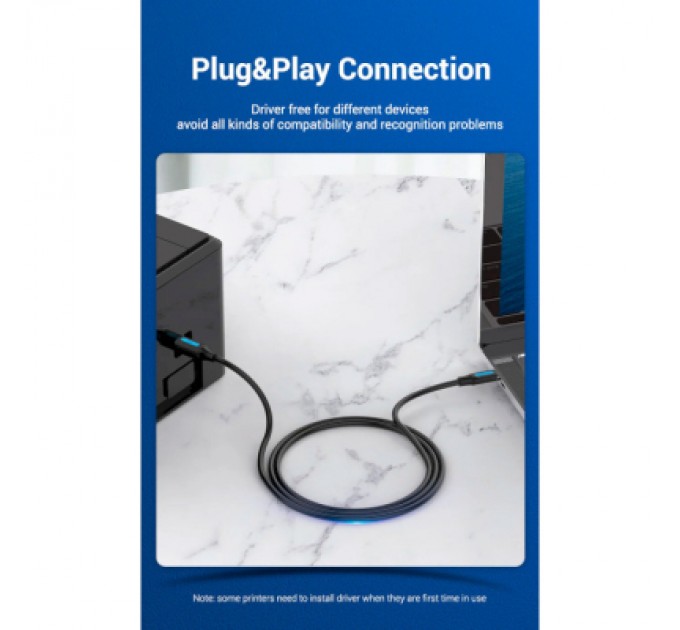 Кабель для принтера USB 2.0 USB-C/BM 2.0m 2.4А 480Mbps Vention (CQUBH)