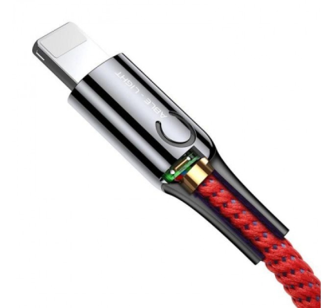 Baseus Дата кабель USB 2.0 AM to Lightning C-shaped Light Intelligent power-off Red Baseus (CALCD-09)