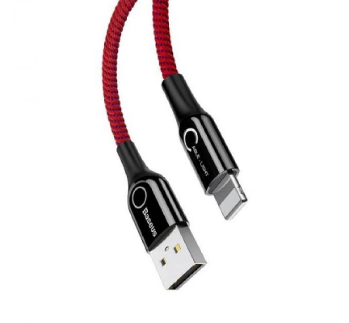 Baseus Дата кабель USB 2.0 AM to Lightning C-shaped Light Intelligent power-off Red Baseus (CALCD-09)