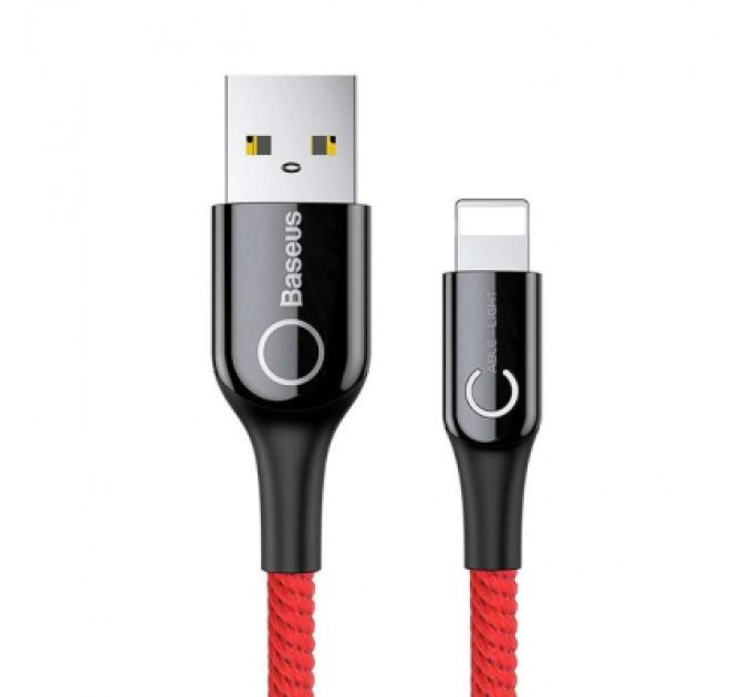 Baseus Дата кабель USB 2.0 AM to Lightning C-shaped Light Intelligent power-off Red Baseus (CALCD-09)